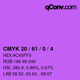 カラーコード: CMYK 20 / 61 / 0 / 4 | qconv.com