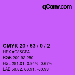 カラーコード: CMYK 20 / 63 / 0 / 2 | qconv.com