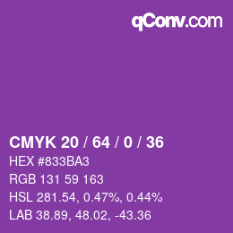 カラーコード: CMYK 20 / 64 / 0 / 36 | qconv.com