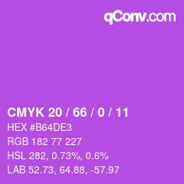 Código de color: CMYK 20 / 66 / 0 / 11 | qconv.com