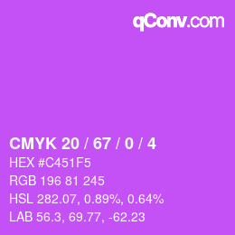 カラーコード: CMYK 20 / 67 / 0 / 4 | qconv.com