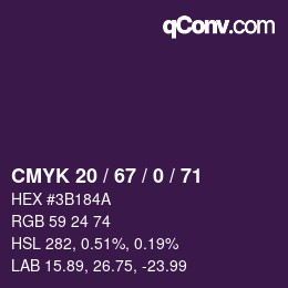 カラーコード: CMYK 20 / 67 / 0 / 71 | qconv.com