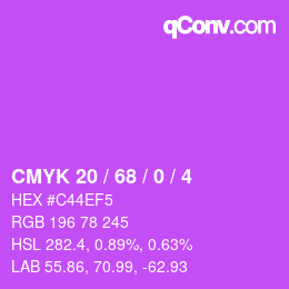 カラーコード: CMYK 20 / 68 / 0 / 4 | qconv.com