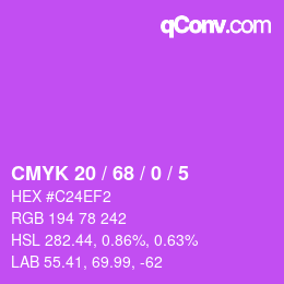 カラーコード: CMYK 20 / 68 / 0 / 5 | qconv.com