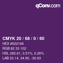 カラーコード: CMYK 20 / 68 / 0 / 60 | qconv.com