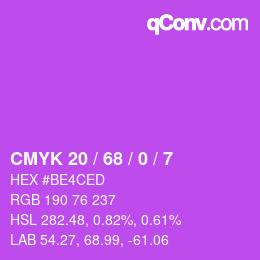 Color code: CMYK 20 / 68 / 0 / 7 | qconv.com