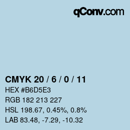 Color code: CMYK 20 / 6 / 0 / 11 | qconv.com