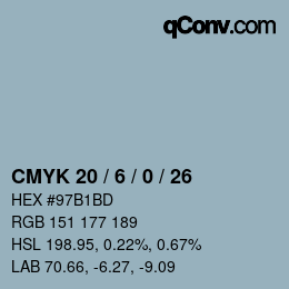 カラーコード: CMYK 20 / 6 / 0 / 26 | qconv.com
