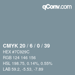 颜色代码: CMYK 20 / 6 / 0 / 39 | qconv.com