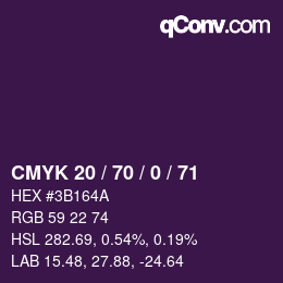 Color code: CMYK 20 / 70 / 0 / 71 | qconv.com