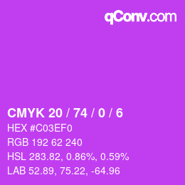 Farbcode: CMYK 20 / 74 / 0 / 6 | qconv.com