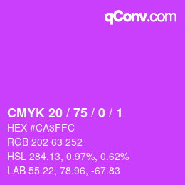 Color code: CMYK 20 / 75 / 0 / 1 | qconv.com