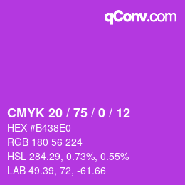 颜色代码: CMYK 20 / 75 / 0 / 12 | qconv.com