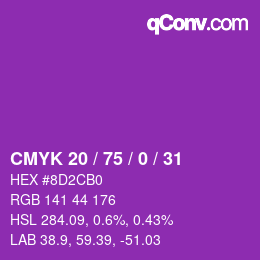 Color code: CMYK 20 / 75 / 0 / 31 | qconv.com