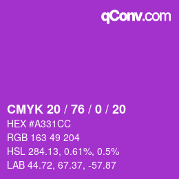 Color code: CMYK 20 / 76 / 0 / 20 | qconv.com