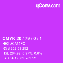 Color code: CMYK 20 / 79 / 0 / 1 | qconv.com