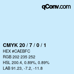 颜色代码: CMYK 20 / 7 / 0 / 1 | qconv.com