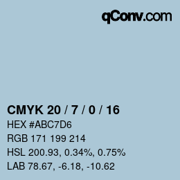 カラーコード: CMYK 20 / 7 / 0 / 16 | qconv.com