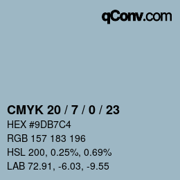 カラーコード: CMYK 20 / 7 / 0 / 23 | qconv.com