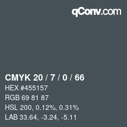Farbcode: CMYK 20 / 7 / 0 / 66 | qconv.com