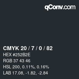 Color code: CMYK 20 / 7 / 0 / 82 | qconv.com