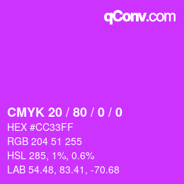 Código de color: CMYK 20 / 80 / 0 / 0 | qconv.com