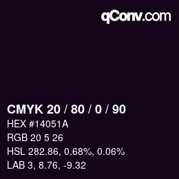 Color code: CMYK 20 / 80 / 0 / 90 | qconv.com