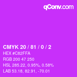 Color code: CMYK 20 / 81 / 0 / 2 | qconv.com