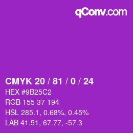 カラーコード: CMYK 20 / 81 / 0 / 24 | qconv.com