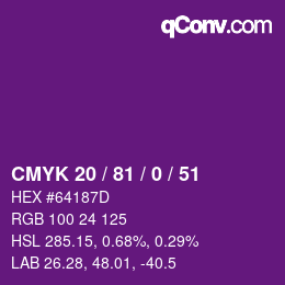 Color code: CMYK 20 / 81 / 0 / 51 | qconv.com