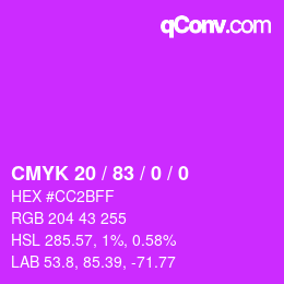 カラーコード: CMYK 20 / 83 / 0 / 0 | qconv.com