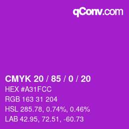 Color code: CMYK 20 / 85 / 0 / 20 | qconv.com