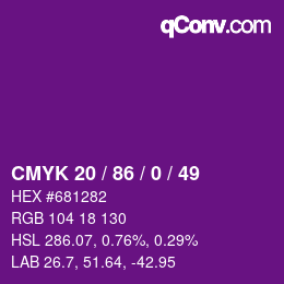 Color code: CMYK 20 / 86 / 0 / 49 | qconv.com