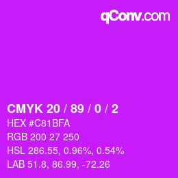 カラーコード: CMYK 20 / 89 / 0 / 2 | qconv.com