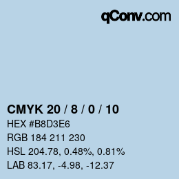 カラーコード: CMYK 20 / 8 / 0 / 10 | qconv.com