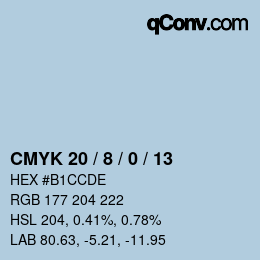 颜色代码: CMYK 20 / 8 / 0 / 13 | qconv.com