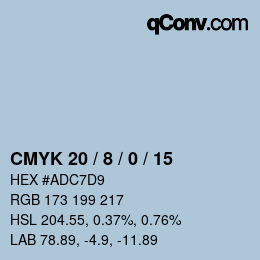 Color code: CMYK 20 / 8 / 0 / 15 | qconv.com