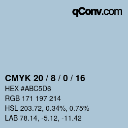 颜色代码: CMYK 20 / 8 / 0 / 16 | qconv.com
