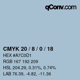 颜色代码: CMYK 20 / 8 / 0 / 18 | qconv.com