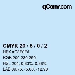カラーコード: CMYK 20 / 8 / 0 / 2 | qconv.com