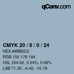 カラーコード: CMYK 20 / 8 / 0 / 24 | qconv.com