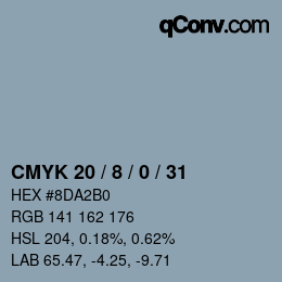 Color code: CMYK 20 / 8 / 0 / 31 | qconv.com
