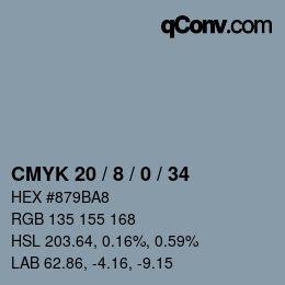 カラーコード: CMYK 20 / 8 / 0 / 34 | qconv.com