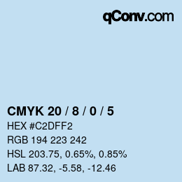 Color code: CMYK 20 / 8 / 0 / 5 | qconv.com