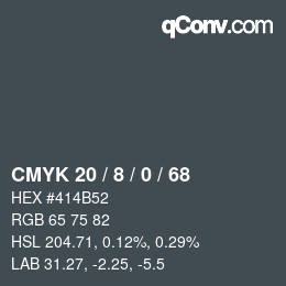 カラーコード: CMYK 20 / 8 / 0 / 68 | qconv.com