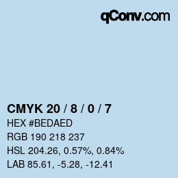カラーコード: CMYK 20 / 8 / 0 / 7 | qconv.com