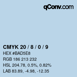 カラーコード: CMYK 20 / 8 / 0 / 9 | qconv.com