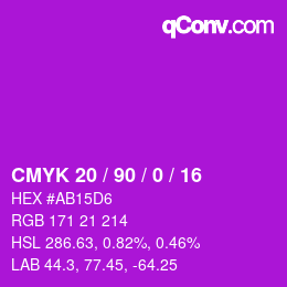 カラーコード: CMYK 20 / 90 / 0 / 16 | qconv.com