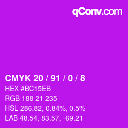 Color code: CMYK 20 / 91 / 0 / 8 | qconv.com