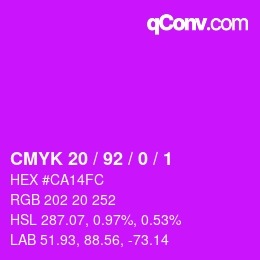 カラーコード: CMYK 20 / 92 / 0 / 1 | qconv.com